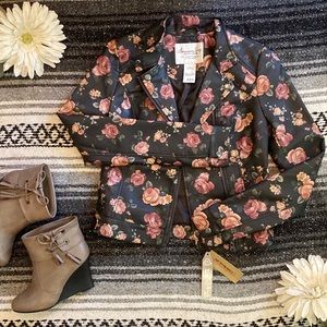 Floral Faux Leather Jacket